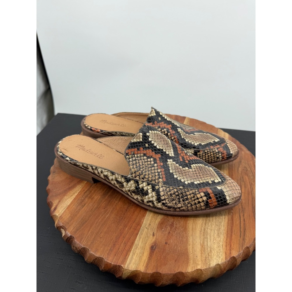 Madewell Frances Mule Shoes Women Size 10 Brown Snakeskin Leather AH758